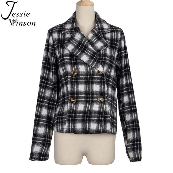 jessie vinson double breasted plaid jacket coat women black white plaid woollen coat short jacket warm winter outwear elegant t200827, Black;brown
jessie vinson double breasted plaid jacket coat women black white plaid woollen coat short jacket warm winter outwear elegant t200827, Black;brown