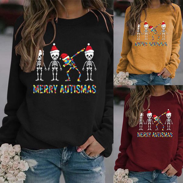2020 new autumn women's sweatshirts christmas women's sweater merry autismas christmas plus size pullover sweater print, Black
2020 new autumn women's sweatshirts christmas women's sweater merry autismas christmas plus size pullover sweater print, Black