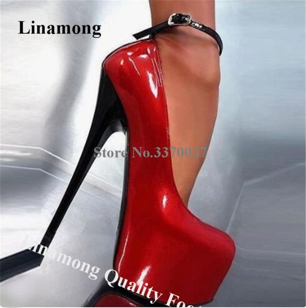 linamong ladies shining patent leather high platform stiletto heel pumps patchwork ankle strap super high heels club dress heels, Black
linamong ladies shining patent leather high platform stiletto heel pumps patchwork ankle strap super high heels club dress heels, Black