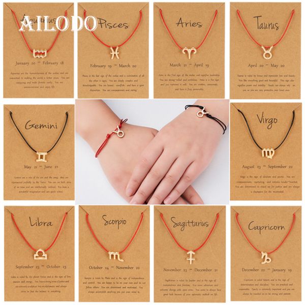 ailodo sodiac sign bracelets with card for women men kids black red rope chain 12 constellations bracelets fashion jewelry gifts, Golden;silver 
ailodo sodiac sign bracelets with card for women men kids black red rope chain 12 constellations bracelets fashion jewelry gifts, Golden;silver