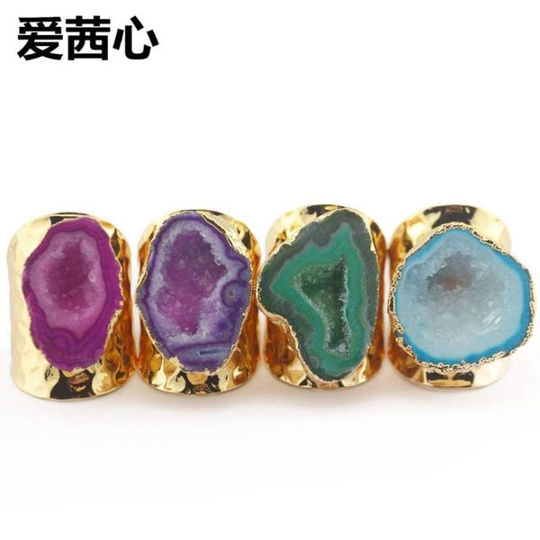 echsun pure natural agate crystal tooth ring exaggerated rough stone geode atmosphere alianas de namoro love couple ring, Golden;silver
echsun pure natural agate crystal tooth ring exaggerated rough stone geode atmosphere alianas de namoro love couple ring, Golden;silver