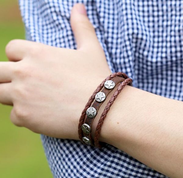 2020 new arrivals fashion multi layer genuine leather bracelet five stars snap button bracelet men's bracelet size 6mm*22cm, Golden;silver
2020 new arrivals fashion multi layer genuine leather bracelet five stars snap button bracelet men's bracelet size 6mm*22cm, Golden;silver