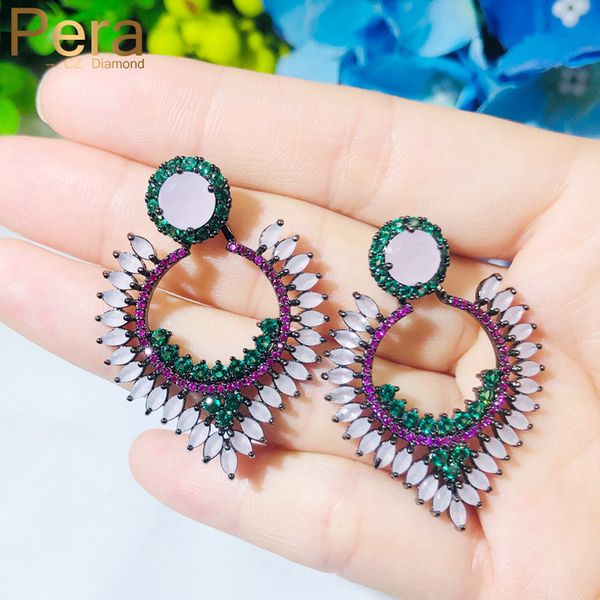 pera nigerian new style rose red green frosted zirconia vintage round drop big earrings for women dancing party ear jewelry e505, Silver
pera nigerian new style rose red green frosted zirconia vintage round drop big earrings for women dancing party ear jewelry e505, Silver