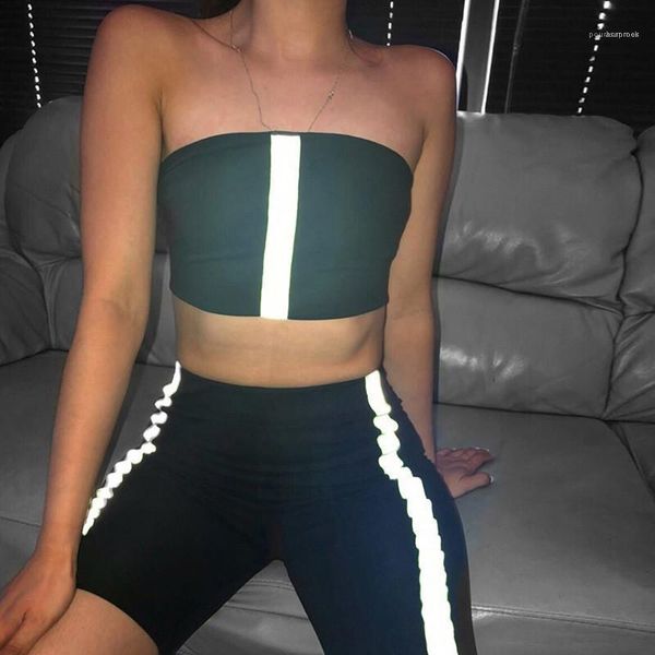 two piece sets summer womens clothing style women designer tracksuits fashion reflective strapless skinny, Gray
two piece sets summer womens clothing style women designer tracksuits fashion reflective strapless skinny, Gray