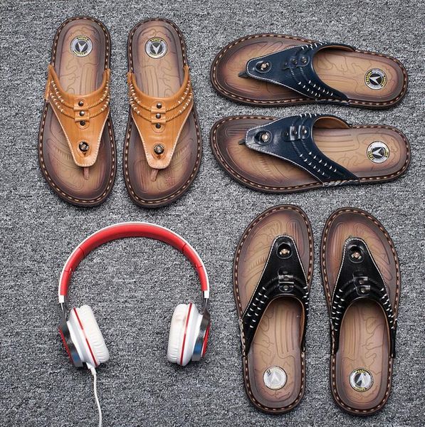 men's summer pu leather flip flops beach casual sandals no-slip slippers comfort thongs casual outdoor shoes, Black
men's summer pu leather flip flops beach casual sandals no-slip slippers comfort thongs casual outdoor shoes, Black