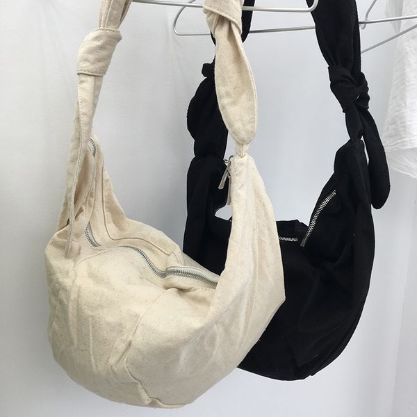 women casual hobo bag 2020 leisure canvas crossbody bag for women japenese style designer eco-friendly fabric soft shoulder