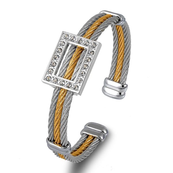 fashion multirope twist cuff bracelets stainless steel cable wire bracelets square crystals bangles lover jewelry open pulseiras, Black
fashion multirope twist cuff bracelets stainless steel cable wire bracelets square crystals bangles lover jewelry open pulseiras, Black
