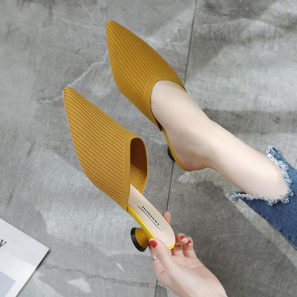 beige mules shoes women 2020 new weaving elastic mesh slippers pointed toe female slides shoes thin heels yellow mules slippers, Black
beige mules shoes women 2020 new weaving elastic mesh slippers pointed toe female slides shoes thin heels yellow mules slippers, Black