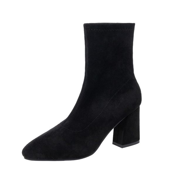 winter high-heeled women's shoes pointed toe thick with ankle boots thin stretch thin socks boots, Black
winter high-heeled women's shoes pointed toe thick with ankle boots thin stretch thin socks boots, Black