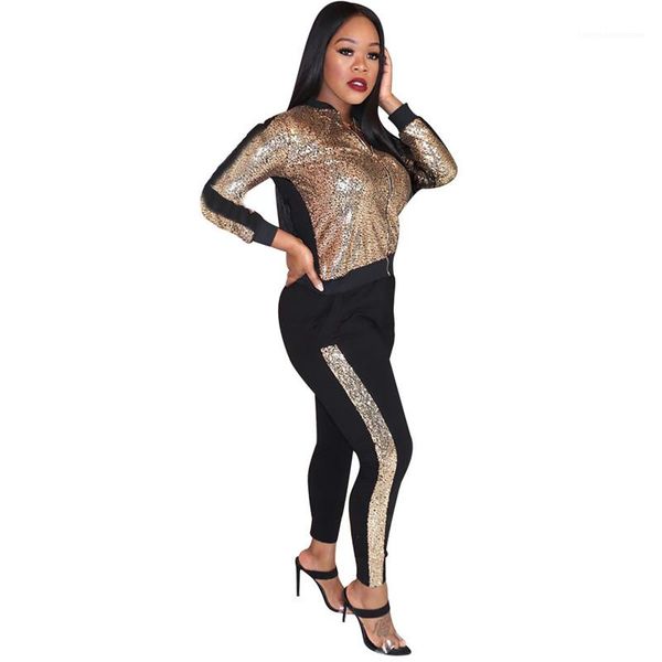 designer clothes women two piece outfits fashion sequins tracksuits sise panelled zip neck long pants women, Gray
designer clothes women two piece outfits fashion sequins tracksuits sise panelled zip neck long pants women, Gray