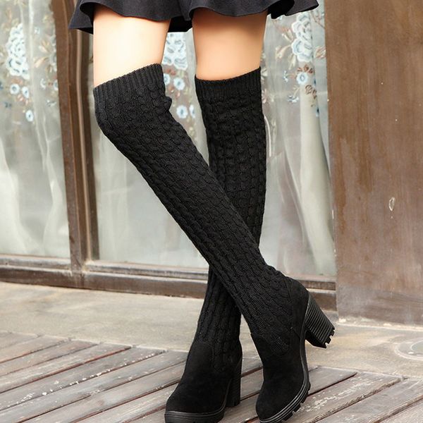 autumn boots woman shoes knitted women knee high boots elastic slim fashion winter warm long thigh, Black
autumn boots woman shoes knitted women knee high boots elastic slim fashion winter warm long thigh, Black