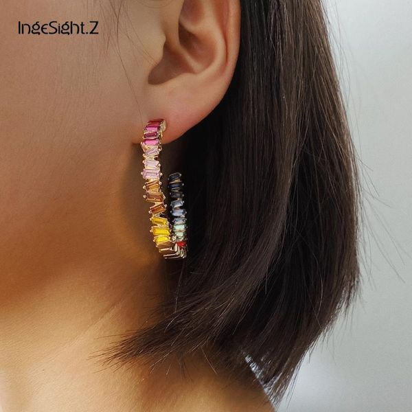 ingesight.z luxury shiny rainbow rhinestone geometric round hoop earrings statement bling crystal big earrings for women jewelry, Golden;silver
ingesight.z luxury shiny rainbow rhinestone geometric round hoop earrings statement bling crystal big earrings for women jewelry, Golden;silver