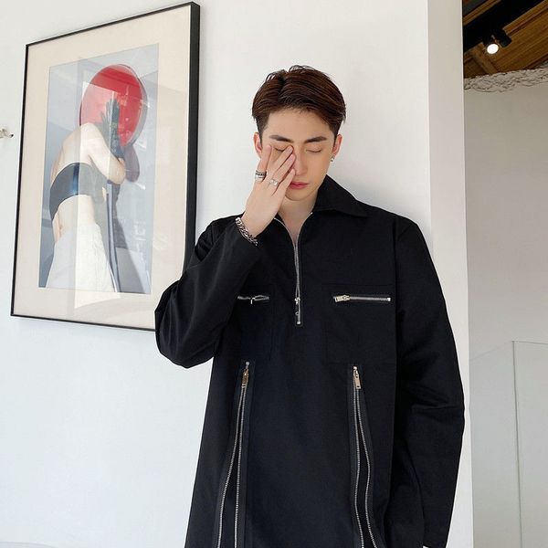 men's casual shirts ewq / wear niche design zipper pocket pullover shirt male's moto & biker style long sleeve 2021 trendy male y, White;black
men's casual shirts ewq / wear niche design zipper pocket pullover shirt male's moto & biker style long sleeve 2021 trendy male y, White;black