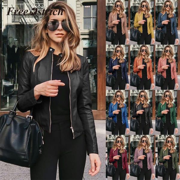 women's jackets ostrich 2021 autumn women pu leather coat 12 colors slim cool lady female zipper biker femme outwear plus size, Black;brown
women's jackets ostrich 2021 autumn women pu leather coat 12 colors slim cool lady female zipper biker femme outwear plus size, Black;brown