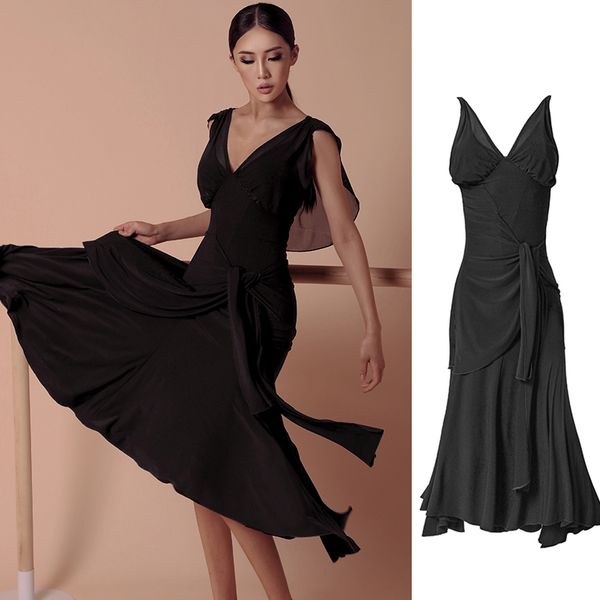 stage wear 2021 women latin dance dress black sleeveless ballroom with chest pad competition dresses sl3915, Black;red
stage wear 2021 women latin dance dress black sleeveless ballroom with chest pad competition dresses sl3915, Black;red