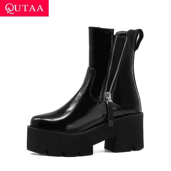 qutaa 2021 round toe keep warm ankle boots autumn winter platform zipper women shoes pu square high heel short boots size 34-43, Black
qutaa 2021 round toe keep warm ankle boots autumn winter platform zipper women shoes pu square high heel short boots size 34-43, Black