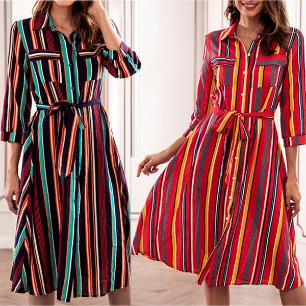 dress women long sleeve striped multicolor loose button beach dress with belt women banquet fashion d4, Black;gray
dress women long sleeve striped multicolor loose button beach dress with belt women banquet fashion d4, Black;gray
