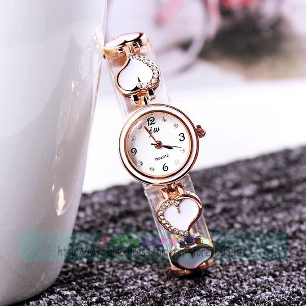 100pcs/lot jw-8201 heart design crystal lady bracelet watch white black rose gold elegance women wrist watch elegance clock, Slivery;brown
100pcs/lot jw-8201 heart design crystal lady bracelet watch white black rose gold elegance women wrist watch elegance clock, Slivery;brown