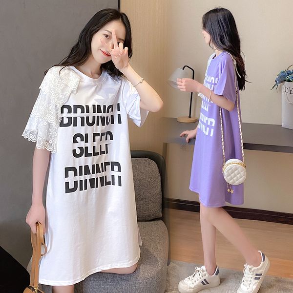917# maternity clothes summer cotton letter printing mid-long stylish dress for pregnant women mom dress, White
917# maternity clothes summer cotton letter printing mid-long stylish dress for pregnant women mom dress, White