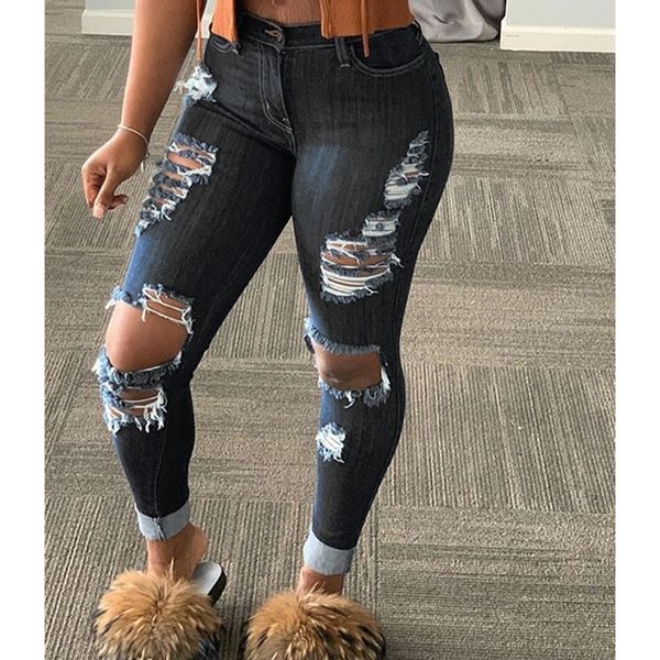women's jeans wepbel hip ripped denim pants plus size high waist slim-fit hole tight pencil trousers fashion casual, Blue
women's jeans wepbel hip ripped denim pants plus size high waist slim-fit hole tight pencil trousers fashion casual, Blue