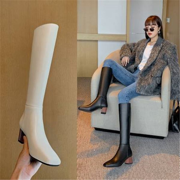 2020 winter women's shoes genuine leather square heel knee-high high boots after the zipper women's boots, Black
2020 winter women's shoes genuine leather square heel knee-high high boots after the zipper women's boots, Black