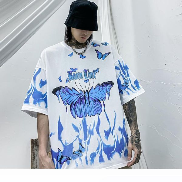 11 bybb's dark hip hop blue flame butterfly printed t shirt men harajuku fashion streetwear short sleeve casual cotton tees, White;black
11 bybb's dark hip hop blue flame butterfly printed t shirt men harajuku fashion streetwear short sleeve casual cotton tees, White;black