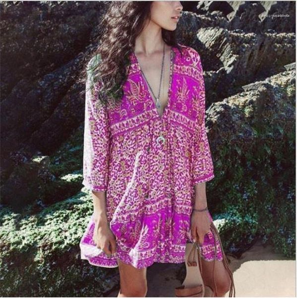 womens designer bohemian dress summer v neck ruffer dress loose flora printed beach dresses, Black;gray
womens designer bohemian dress summer v neck ruffer dress loose flora printed beach dresses, Black;gray