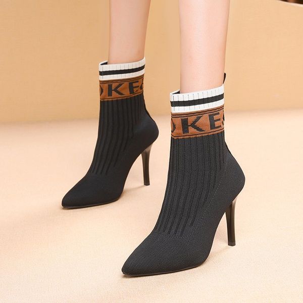 autumn new women high heels ankle boots fashion heighten knitting socks boots slim high heels, Black
autumn new women high heels ankle boots fashion heighten knitting socks boots slim high heels, Black