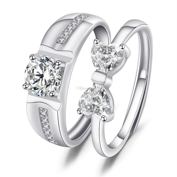 925 pure silver lover couple ring with white copy diamond and bowknot-shaped adjustable open mouth for lovers, Golden;silver
925 pure silver lover couple ring with white copy diamond and bowknot-shaped adjustable open mouth for lovers, Golden;silver