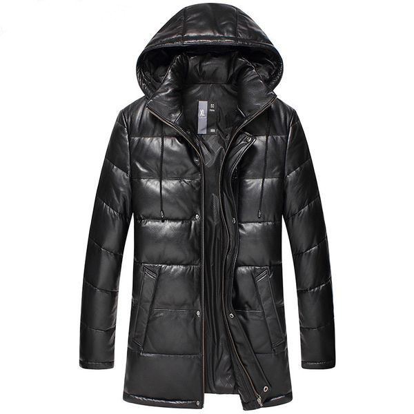 men's leather jacket winter genuine leather jacket men hooded long sheepskin coat down plus size chaqueta cuero hombre 15d117, Black
men's leather jacket winter genuine leather jacket men hooded long sheepskin coat down plus size chaqueta cuero hombre 15d117, Black