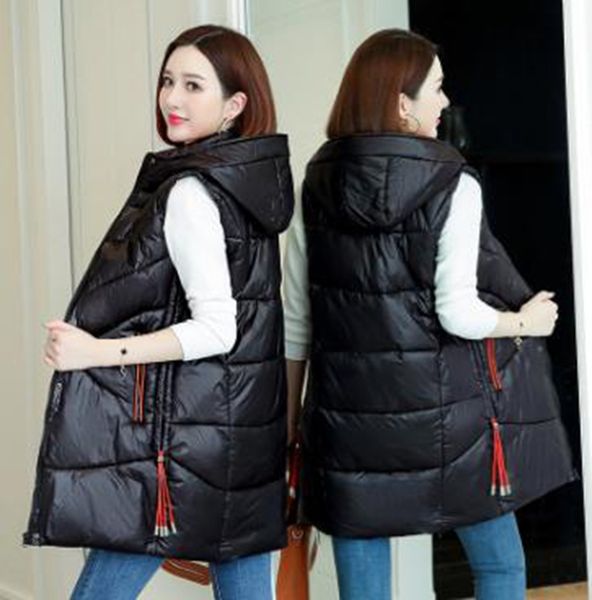 wholesale fashion autumn and winter new style women's mid-length and thickened hooded cotton waistcoat, Black;white
wholesale fashion autumn and winter new style women's mid-length and thickened hooded cotton waistcoat, Black;white