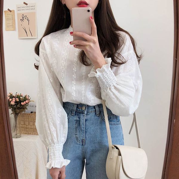 women's blouses & shirts chic embroidery lace blouse women 2021 autumn vintage french causal white shirt blusas
women's blouses & shirts chic embroidery lace blouse women 2021 autumn vintage french causal white shirt blusas