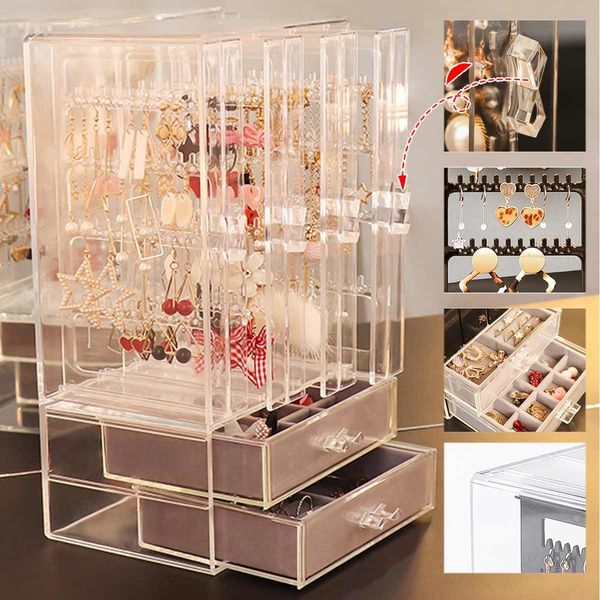 3/4 trays transparent acrylic luxury jewelry display box layers drawers dustproof acrylic ear clip ear nail earrings storage box mx200810, Black;white
3/4 trays transparent acrylic luxury jewelry display box layers drawers dustproof acrylic ear clip ear nail earrings storage box mx200810, Black;white