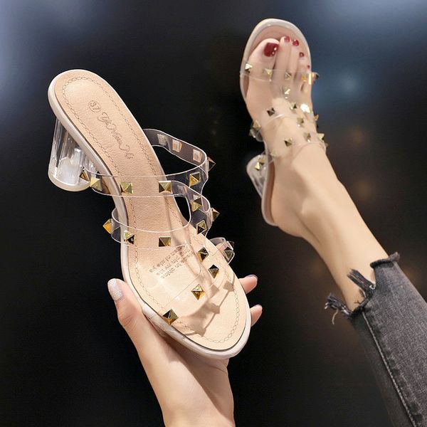 season new european style transparent crystal heel thick heel sandals high heels women's foreign trade explosion, Black
season new european style transparent crystal heel thick heel sandals high heels women's foreign trade explosion, Black