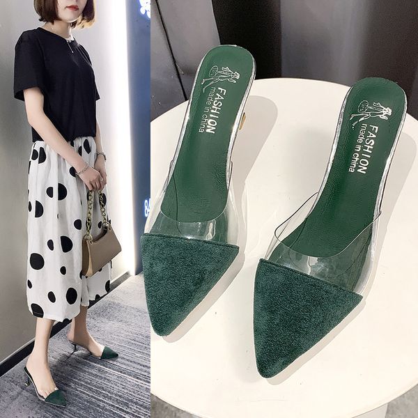 flock patchwork transparent mules slides mujer pointed toe pantuflas trendy stiletto high heels slippers women sandals 2020, Black
flock patchwork transparent mules slides mujer pointed toe pantuflas trendy stiletto high heels slippers women sandals 2020, Black