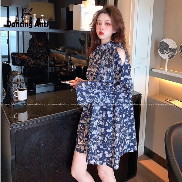 french chic dress stand-collar off-shoulder long sleeve print short elegant short vestidos, Black;gray
french chic dress stand-collar off-shoulder long sleeve print short elegant short vestidos, Black;gray