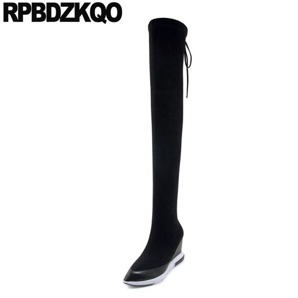 platform black long pointy tall heel suede slim thigh women boots shoes lace up over the knee pointed toe wedge new
platform black long pointy tall heel suede slim thigh women boots shoes lace up over the knee pointed toe wedge new