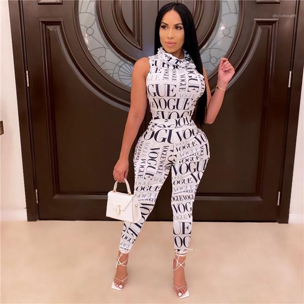 ladies 2pcs set slim clothing womens designer letter printed womens two piece pants fashion high neck, White
ladies 2pcs set slim clothing womens designer letter printed womens two piece pants fashion high neck, White