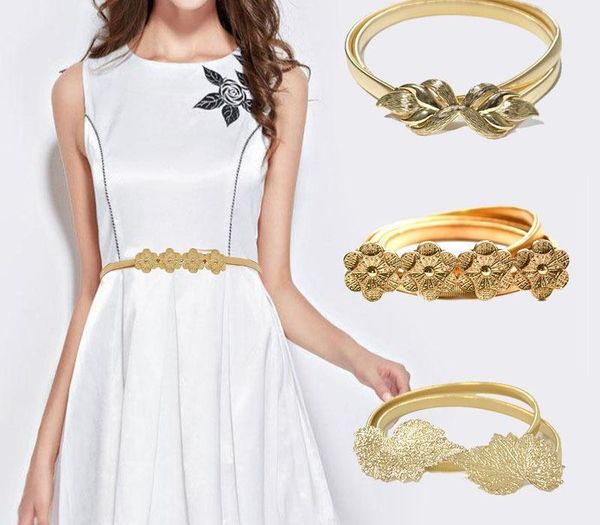 Summer Elastic Ladies Belt For Dress Gold Color Leaves Women Belt Stretch Skinny Female Waist Belts ceinture femme
Summer Elastic Ladies Belt For Dress Gold Color Leaves Women Belt Stretch Skinny Female Waist Belts ceinture femme