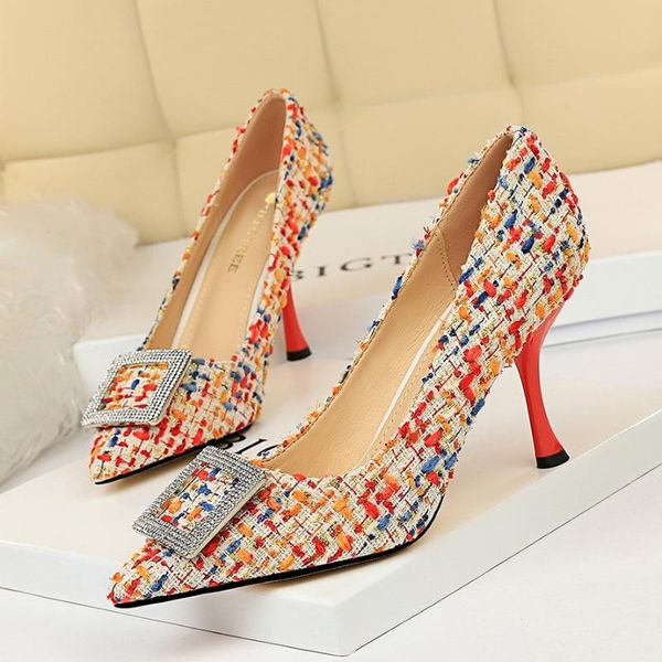 knit style women pumps metal high heels stiletto heel pointed toe colorful patchwork fabric rhinestone square buckle 2020 new, Black
knit style women pumps metal high heels stiletto heel pointed toe colorful patchwork fabric rhinestone square buckle 2020 new, Black