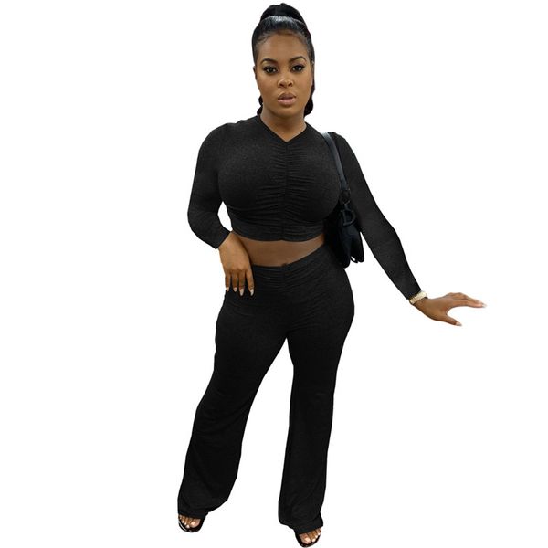 casual soild color tracksuits fashion stacked womens two piece set flares pants designer v neck clothing, White
casual soild color tracksuits fashion stacked womens two piece set flares pants designer v neck clothing, White