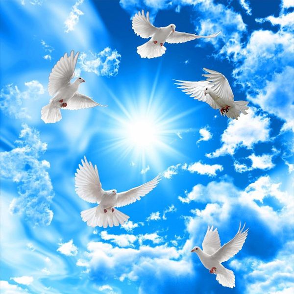blue sky white clouds sunshine ceiling mural wallpaper 3d white pigeon zenith frescoes living room bedroom l papel de parede 
blue sky white clouds sunshine ceiling mural wallpaper 3d white pigeon zenith frescoes living room bedroom l papel de parede