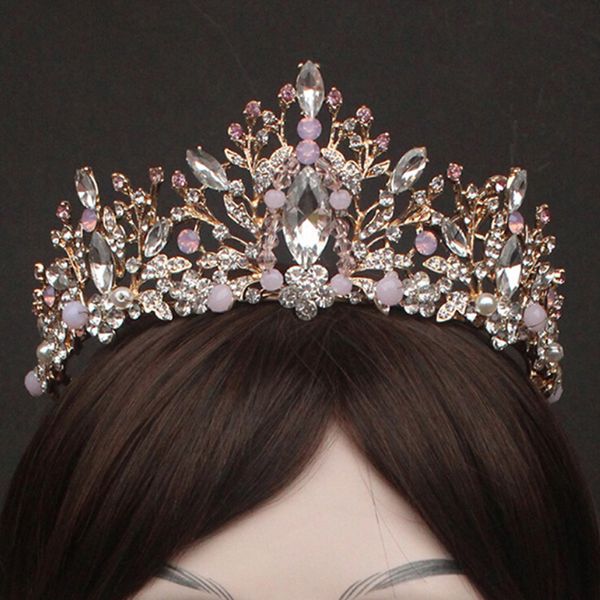 1 x bride crown luxury wedding tiara bridal women pink rhinestone princess headwear, Golden;silver
1 x bride crown luxury wedding tiara bridal women pink rhinestone princess headwear, Golden;silver