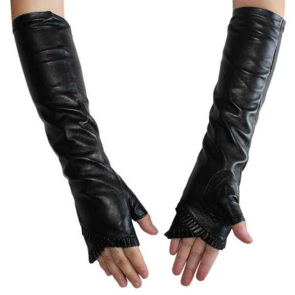 new women long leather gloves black fashion sheepskin velvet silk lining half finger gloves autumn and winter, Blue;gray
new women long leather gloves black fashion sheepskin velvet silk lining half finger gloves autumn and winter, Blue;gray