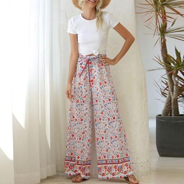 new women wide leg pants bohemian geometric print trousers summer casual lace up long pantalon loose flare pants streetwear, Black;white
new women wide leg pants bohemian geometric print trousers summer casual lace up long pantalon loose flare pants streetwear, Black;white