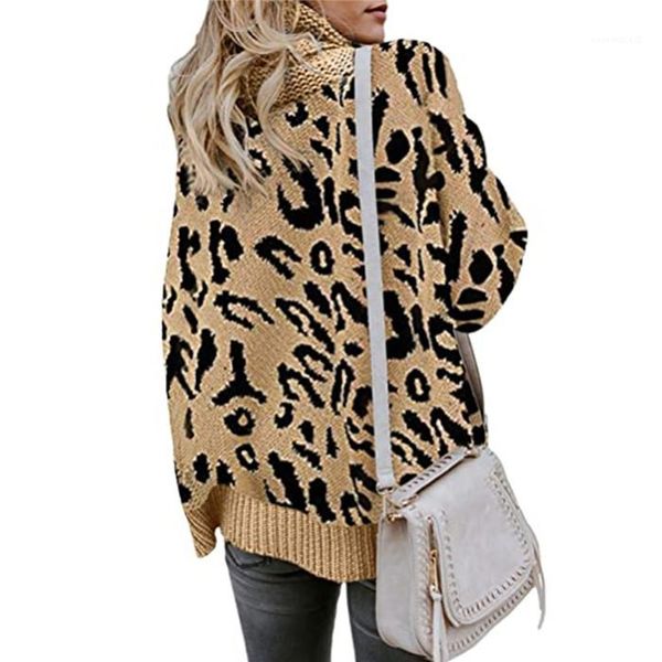 long sleeve split sweater ladies loose knits women leopard turtle neck sweater autumn, White;black
long sleeve split sweater ladies loose knits women leopard turtle neck sweater autumn, White;black