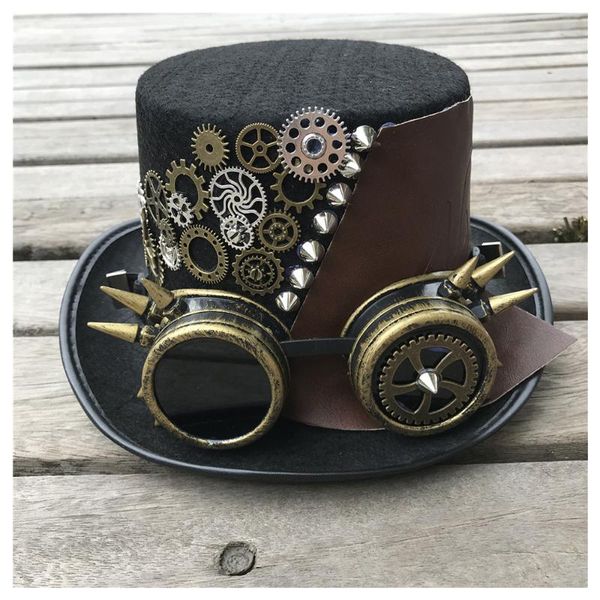 men women handmade steampunk hat with gear glasses cosplay hat magic size 57cm, Blue;gray
men women handmade steampunk hat with gear glasses cosplay hat magic size 57cm, Blue;gray