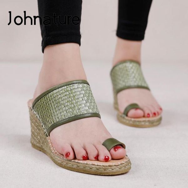 johnature women shoes genuine leather summer slippers 2020 new sewing slides wedges outside wear weave concise ladies slippers, Black
johnature women shoes genuine leather summer slippers 2020 new sewing slides wedges outside wear weave concise ladies slippers, Black