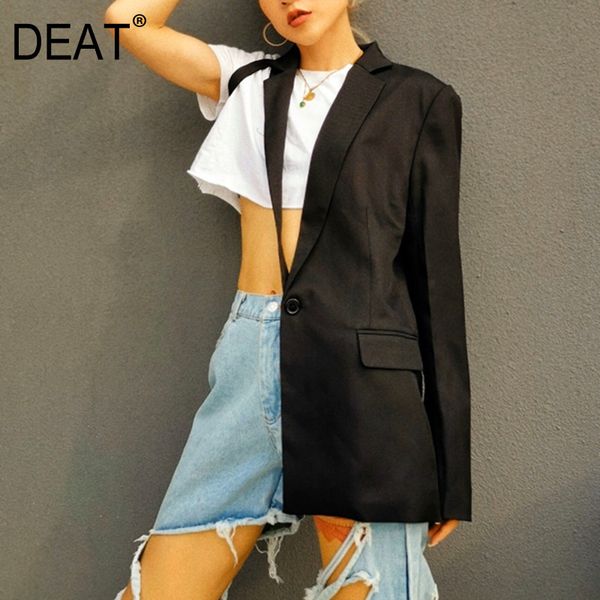 deat 2020 new summer fashion irregular black one-side sleeves half-side clothes off-shoulder suit blazer women sb258, White;black
deat 2020 new summer fashion irregular black one-side sleeves half-side clothes off-shoulder suit blazer women sb258, White;black