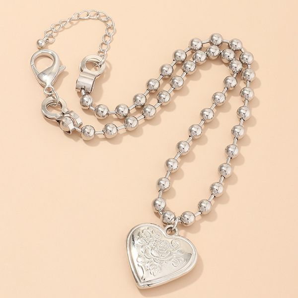 vintage silver color flowers heart pendant necklace for women big bead chain short choker 2020 fashion jewelry collar
vintage silver color flowers heart pendant necklace for women big bead chain short choker 2020 fashion jewelry collar